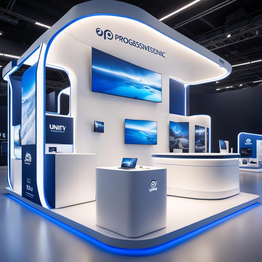 Modern Exhibition Stand in 3D with Dynamic Lighting