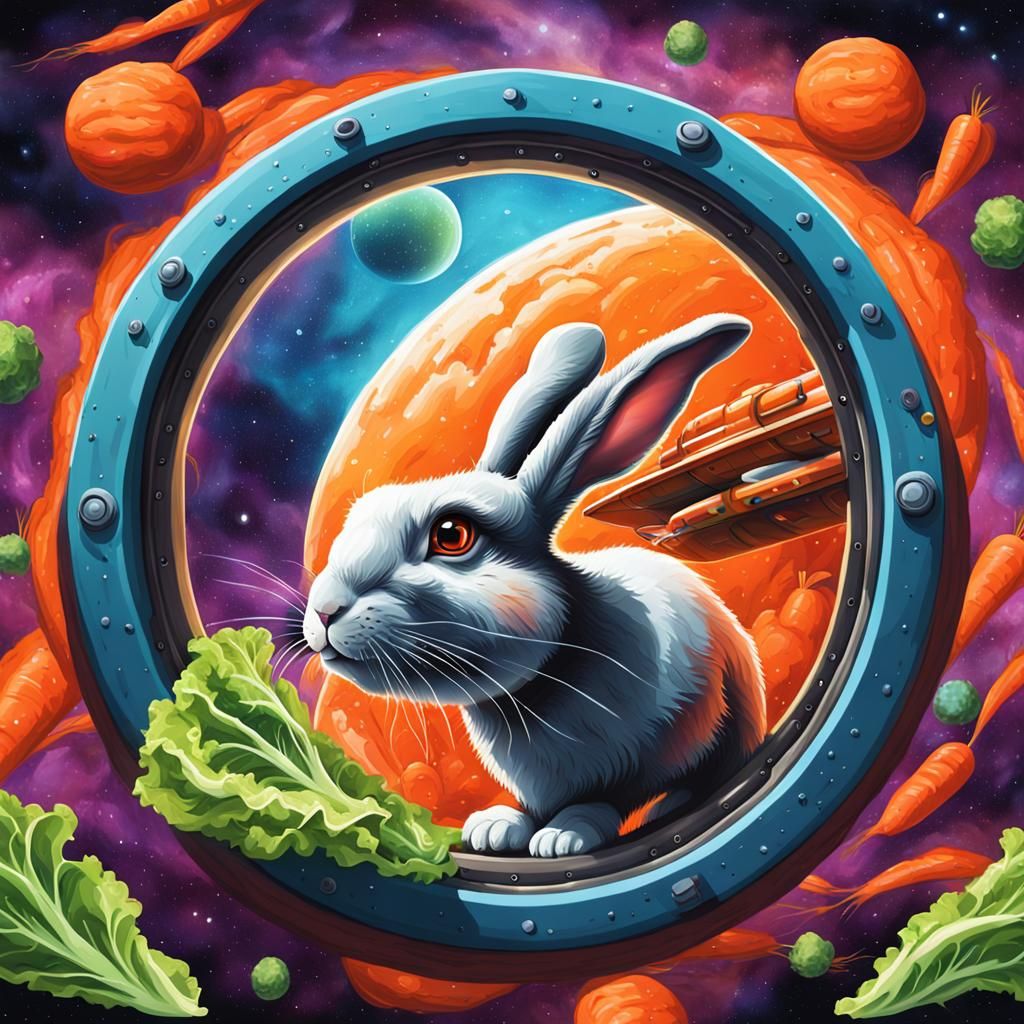 Rabbit Astronaut on a Lettuce Planet Adventure