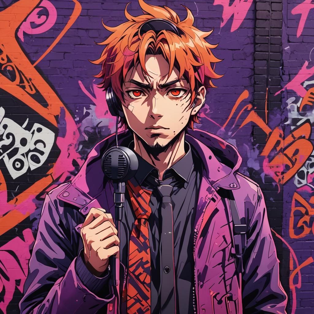 Demonic Record Producer Anime Portrait in Studio Trigger Sty...