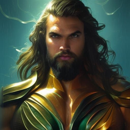 Hyperdetailed Aquaman Portrait in Art Nouveau Style