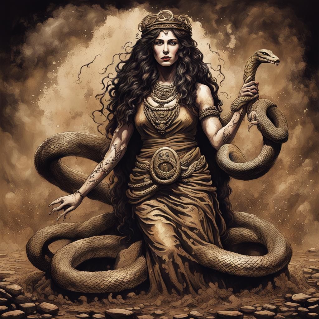 Goddess Lilith with Torah and Serpent in Mud