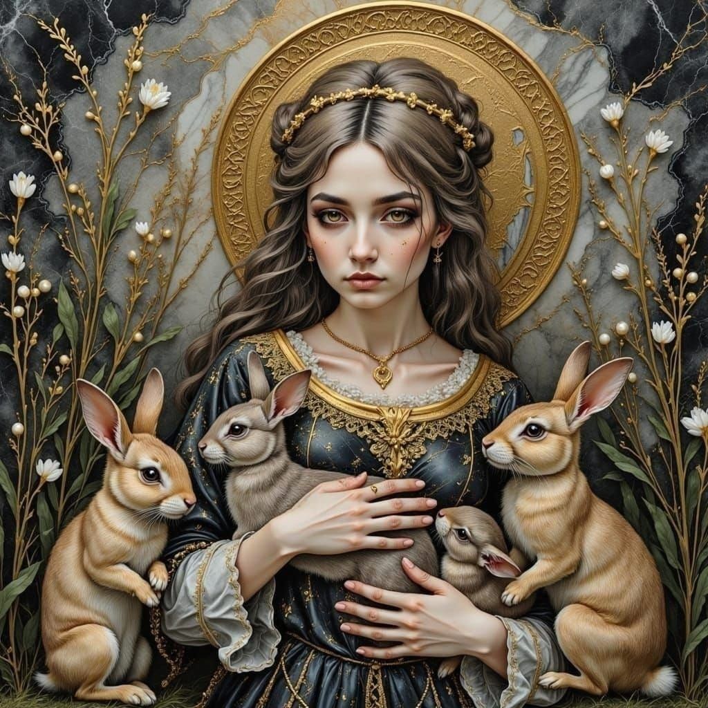 Saint Melangell with Hares: Religious Icon