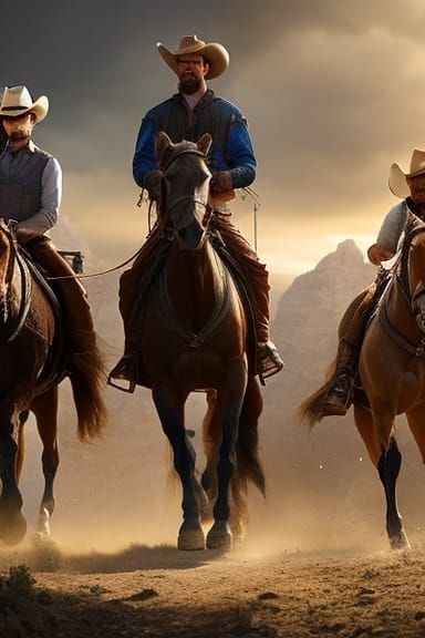 COWBOY RIDING HORSE 2 - 2