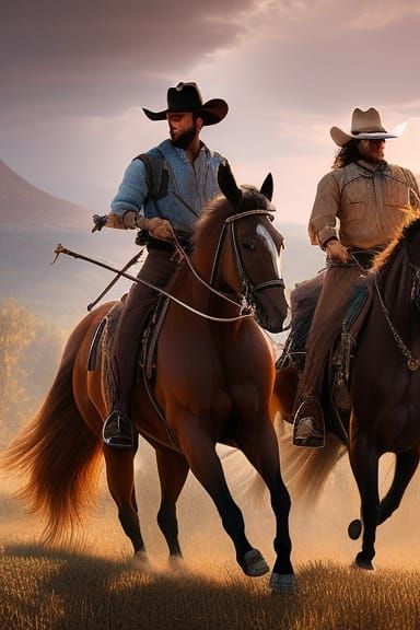 COWBOY RIDING HORSE 2 - 3