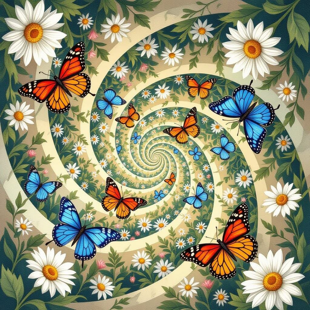 Whimsical Butterflies and Daisies in Impossible Geometry