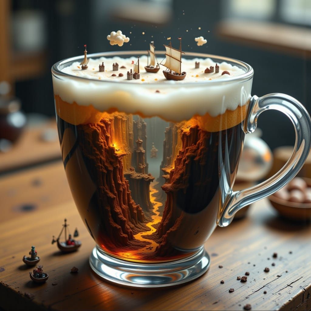 Coffee Cup Canyon: Miniature World in Glass