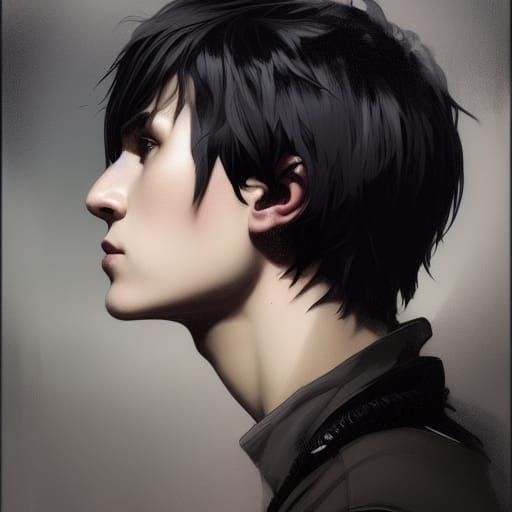 Emo Guy Portrait in Hyperdetailed Digital Art Style