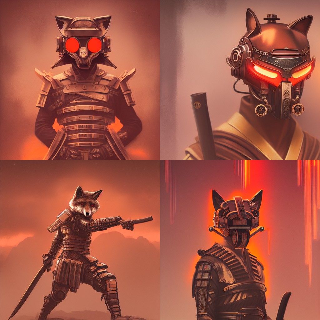 Fox Samurai in Dieselpunk Steampunk Style