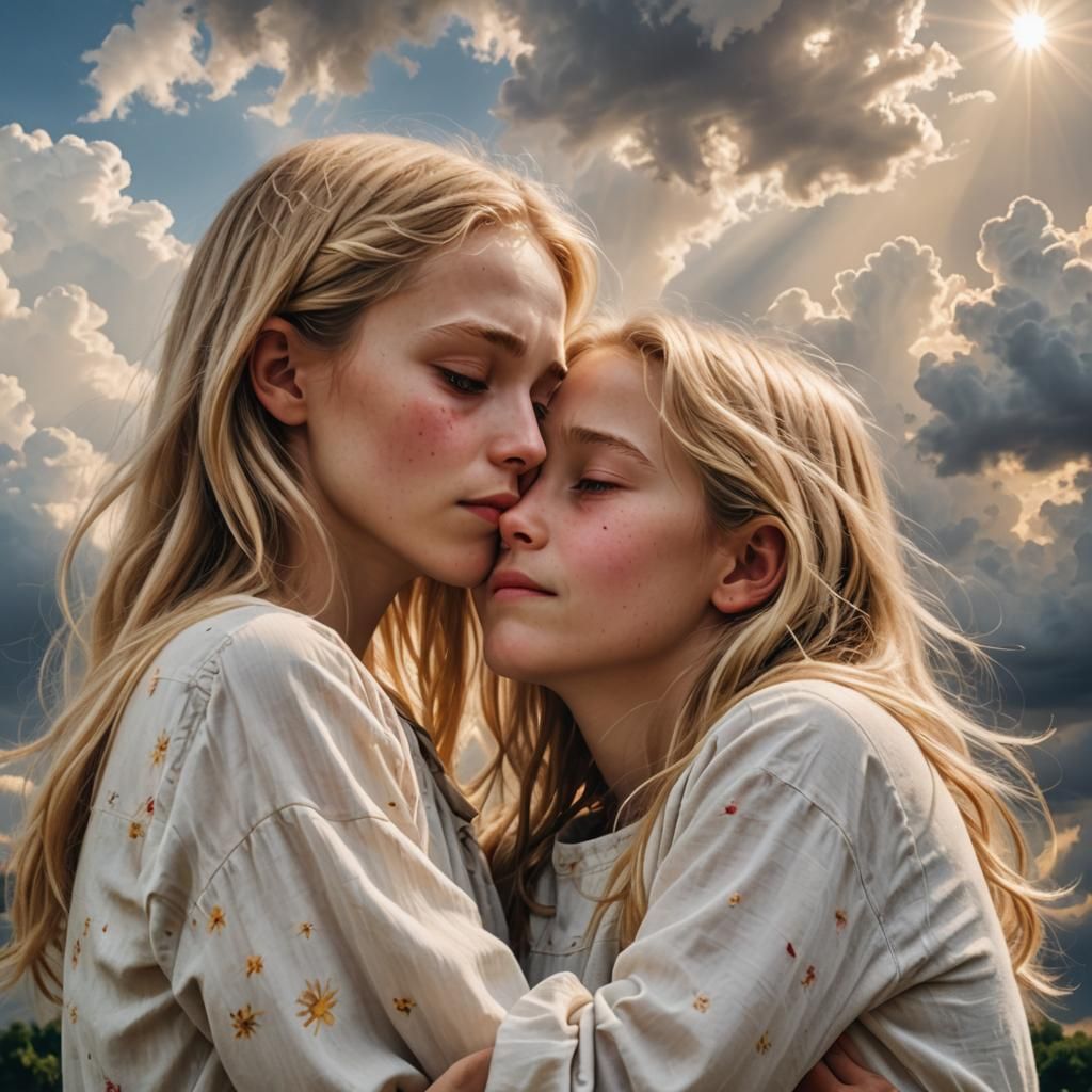 Heartwarming Embrace in Divine Light