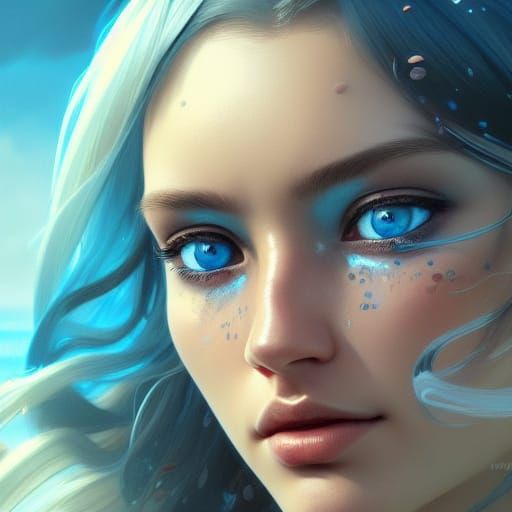 Hyperdetailed Portrait of Person with Ocean Eyes
