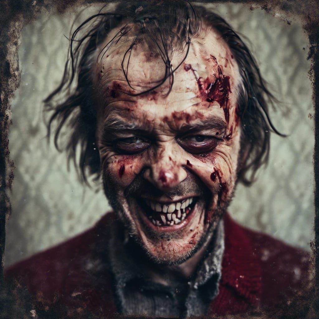 Insane Jack Torrance Axe Portrait in Macabre Style