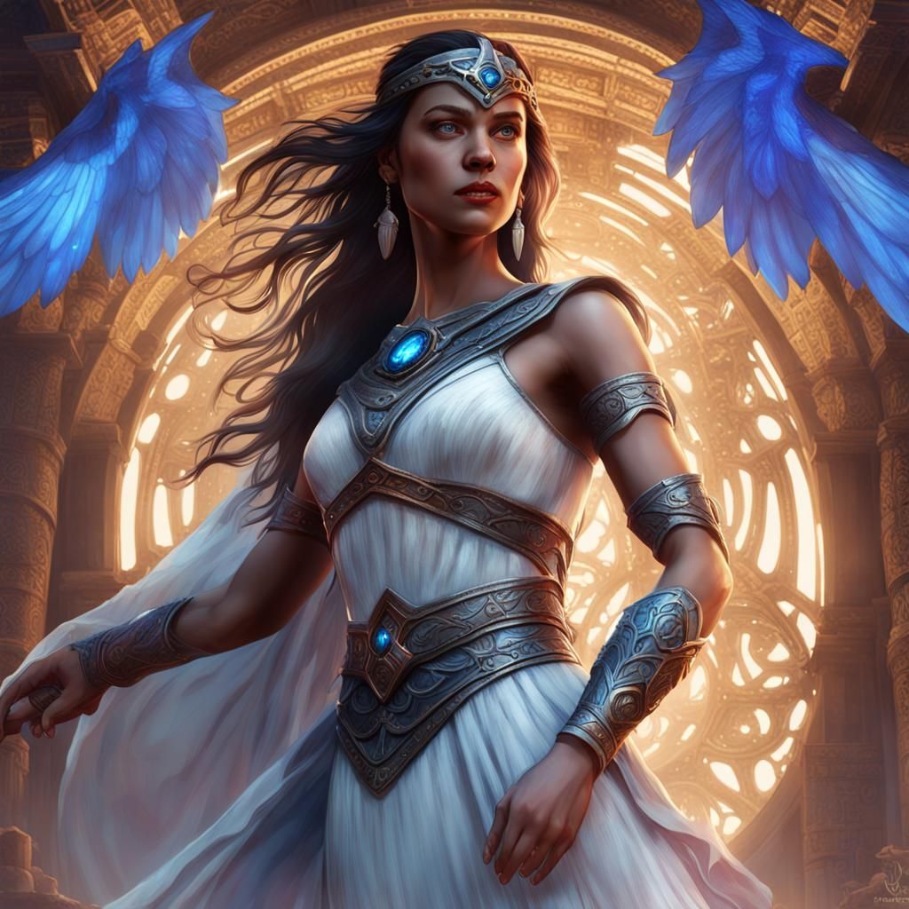 Woman in White Dress: Dark Fantasy Art