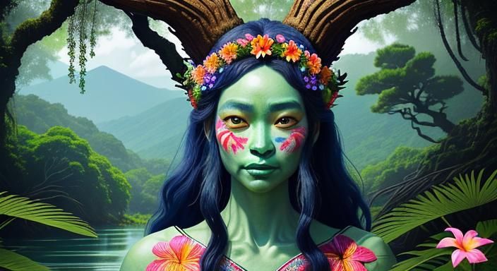 Tree Monster Portrait in Tropical Paradise