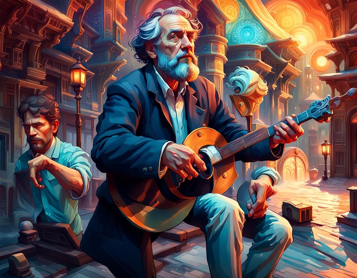 Shlomo Kalibach Portrait in Art Nouveau Style