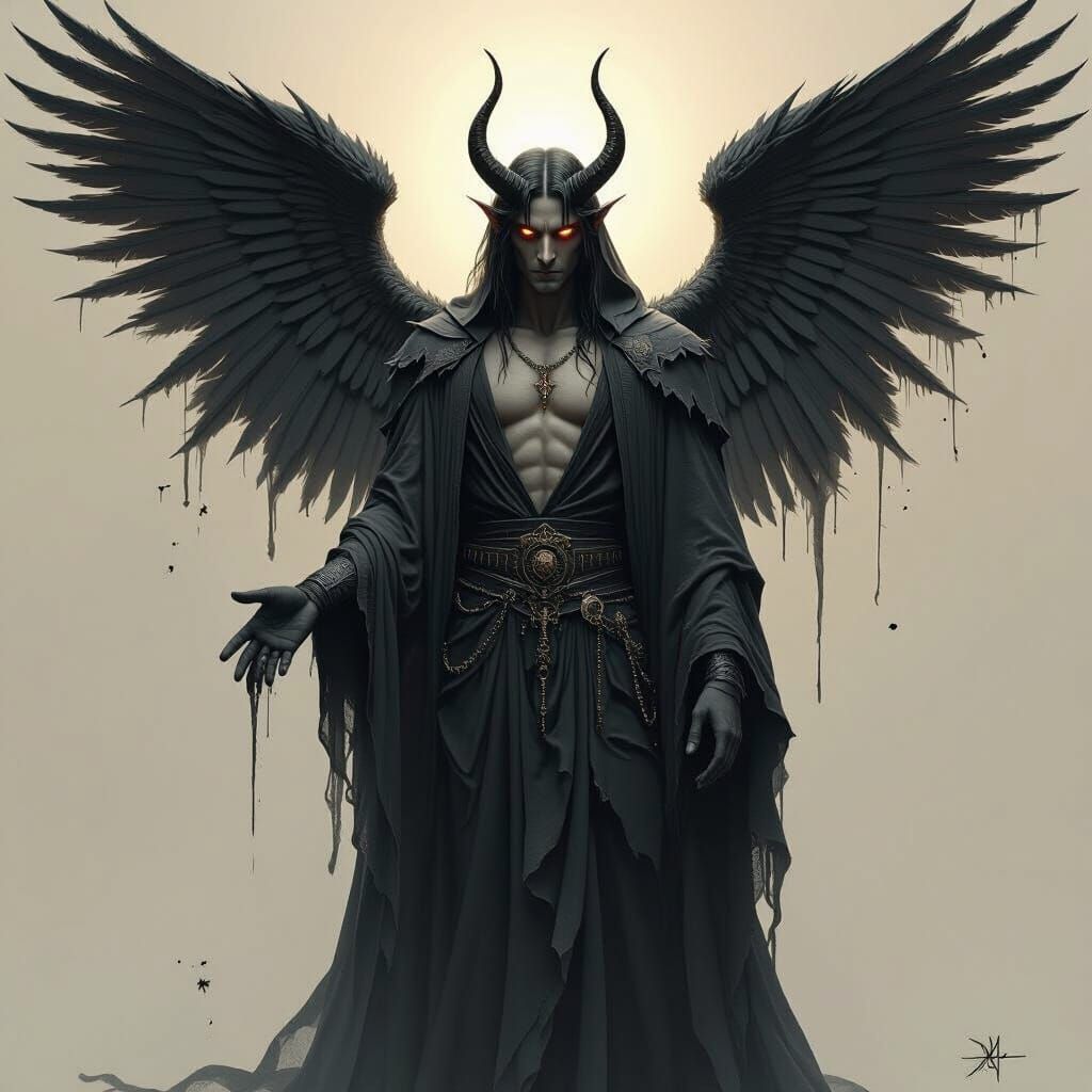 Lucifer's Fall: A Visionary Surreal Depiction