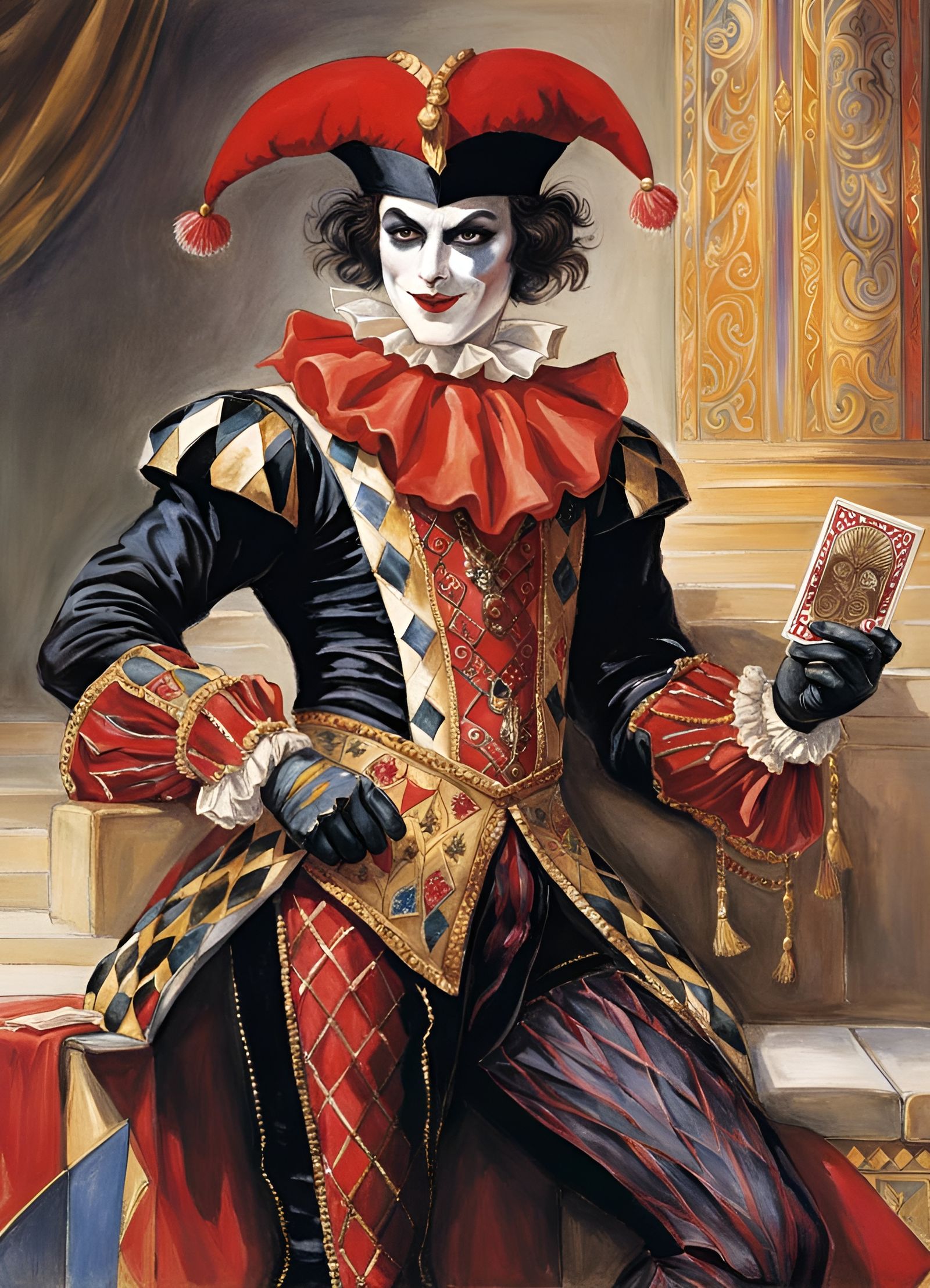Young Harlequin on Stage as Fantasy Art
