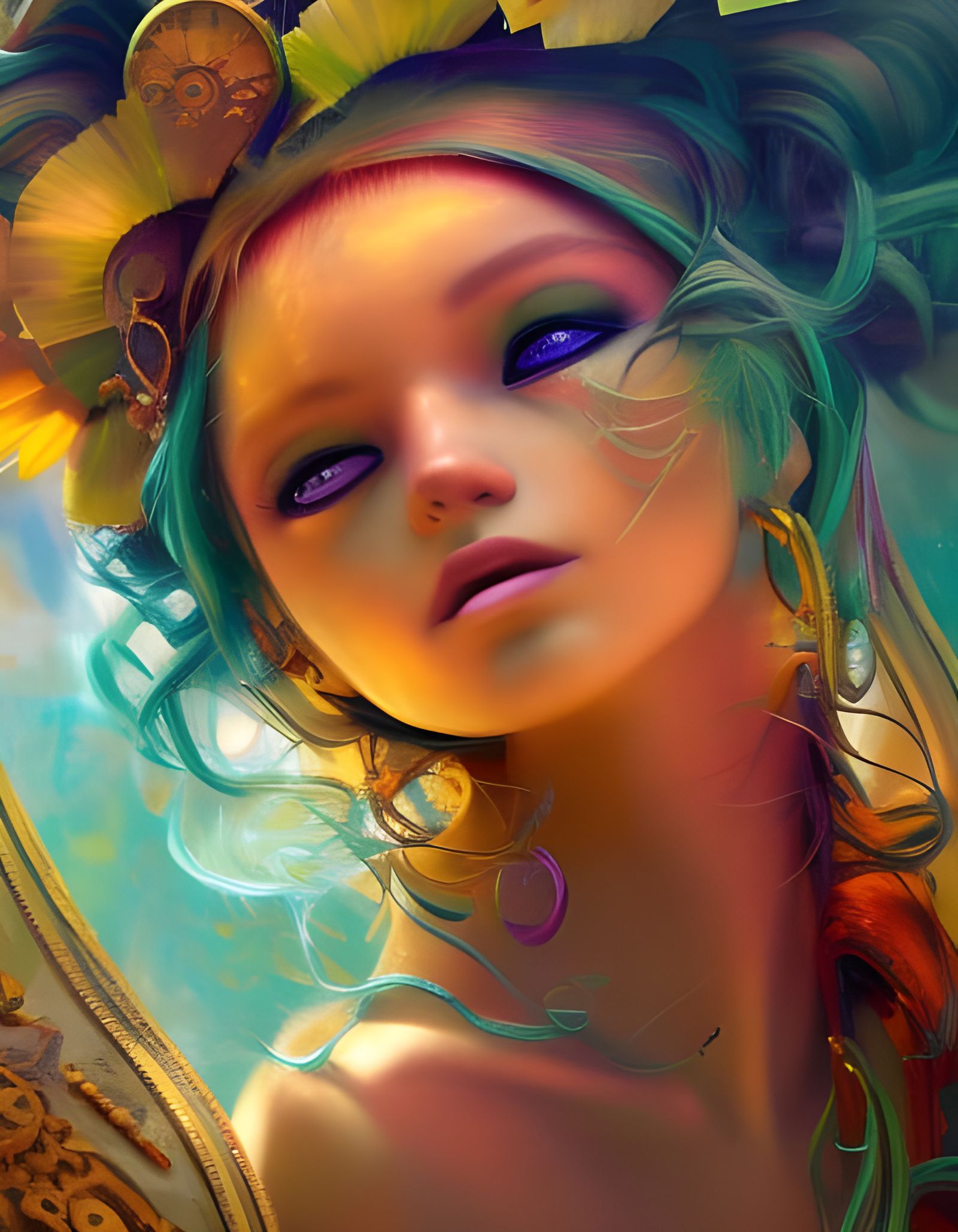 Jenna Ortega in Impressionistic Portrait with Spring Colors