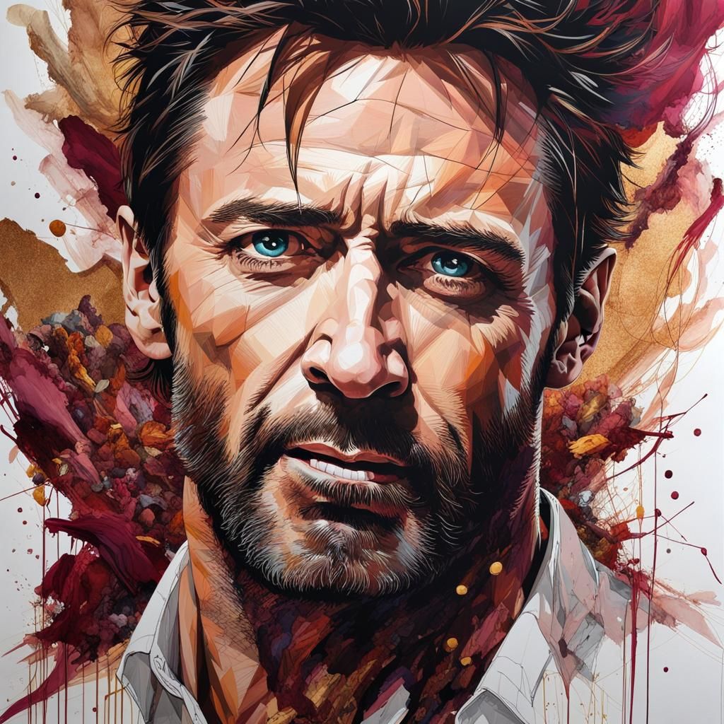 Detailed Line Art Portrait in Rococo Style