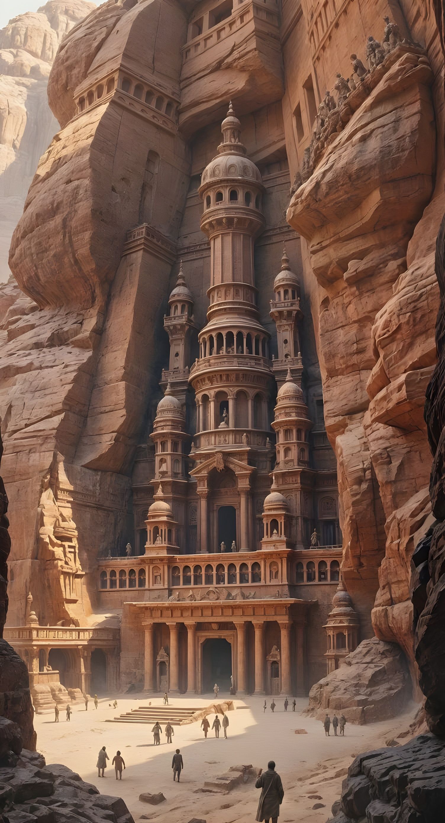 Ancient Desert City Carved in Red Rock Formations