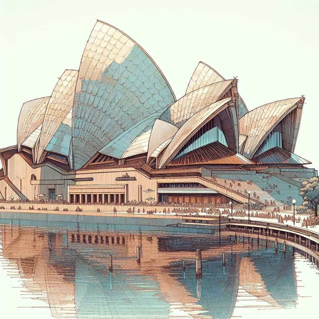 Sydney Opera House in Anime Manga Style