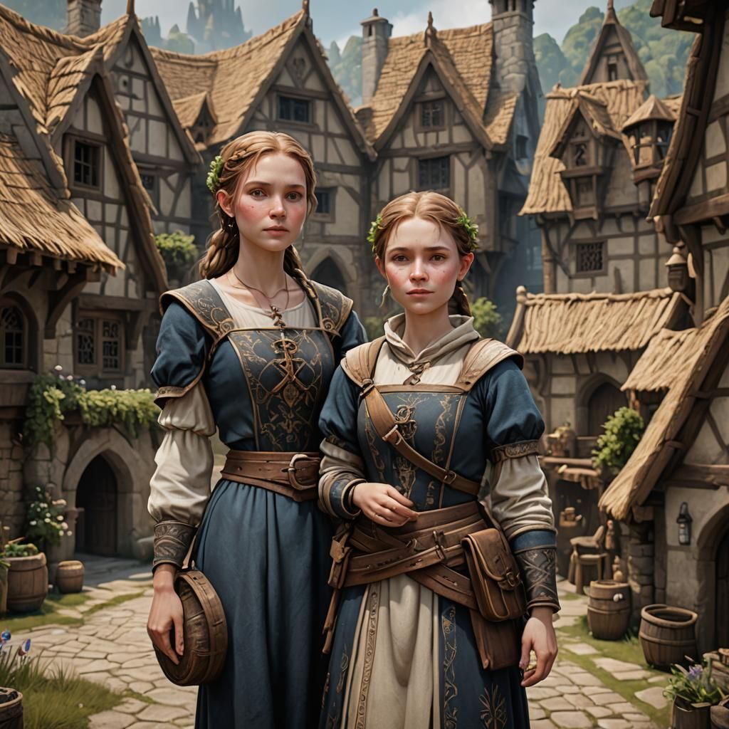 Cute Medieval Villager: Detailed Fantasy Art