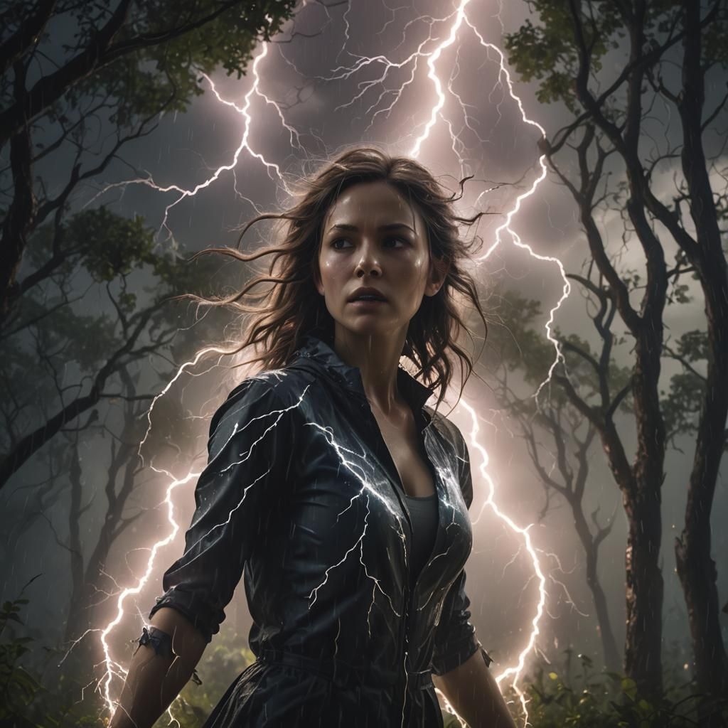 Lightning Spirit Splintering Trees at Night