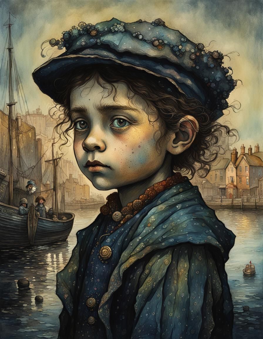 Whitby Street Urchin Portrait in Hyperrealistic Style
