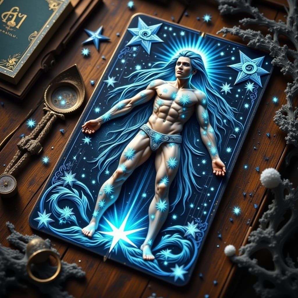 Majestic Star Tarot Card Figure in Art Nouveau Style