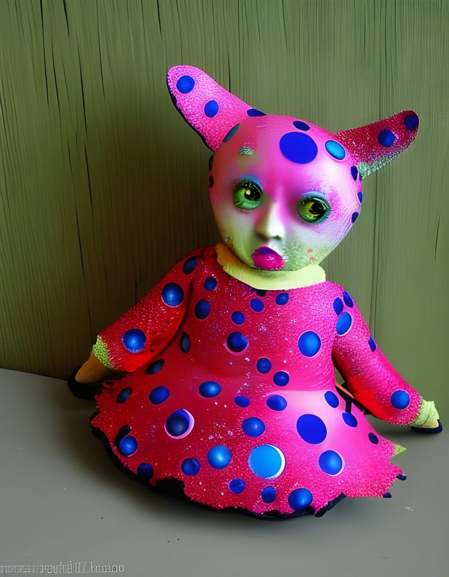 Exploding Plush Toy Doll in 3D Collage Style