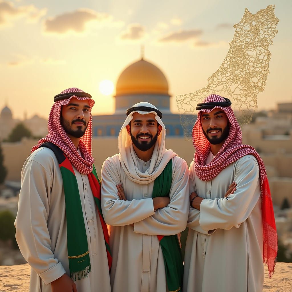 Three Young Arab Men Stand in Solidarity with Cultural Pride
