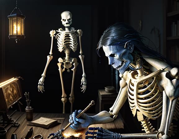 Furry Skeleton Bone Repair: Dark Fantasy Concept Art