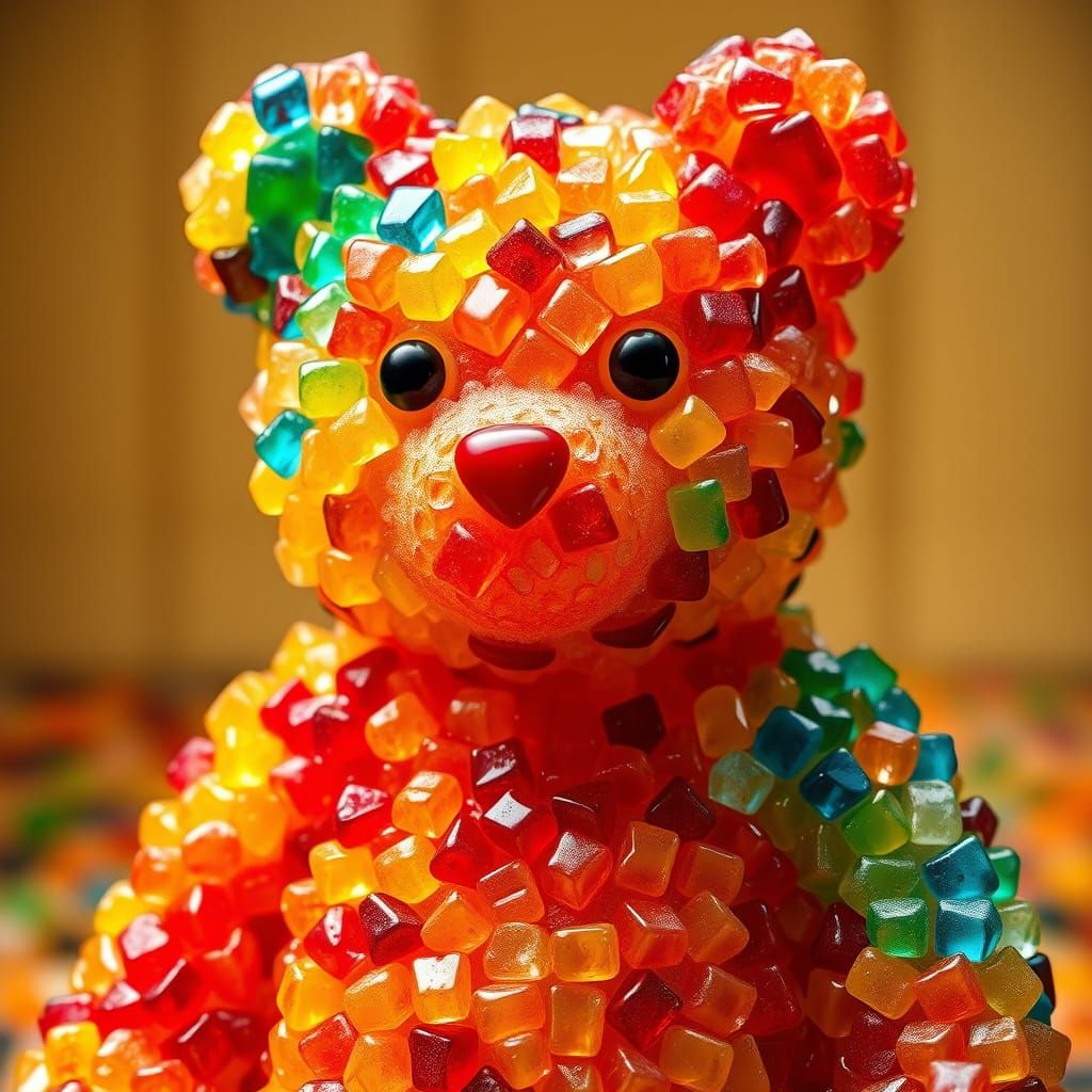 Giant Teddy Bear Made from Colorful Gummy Bears