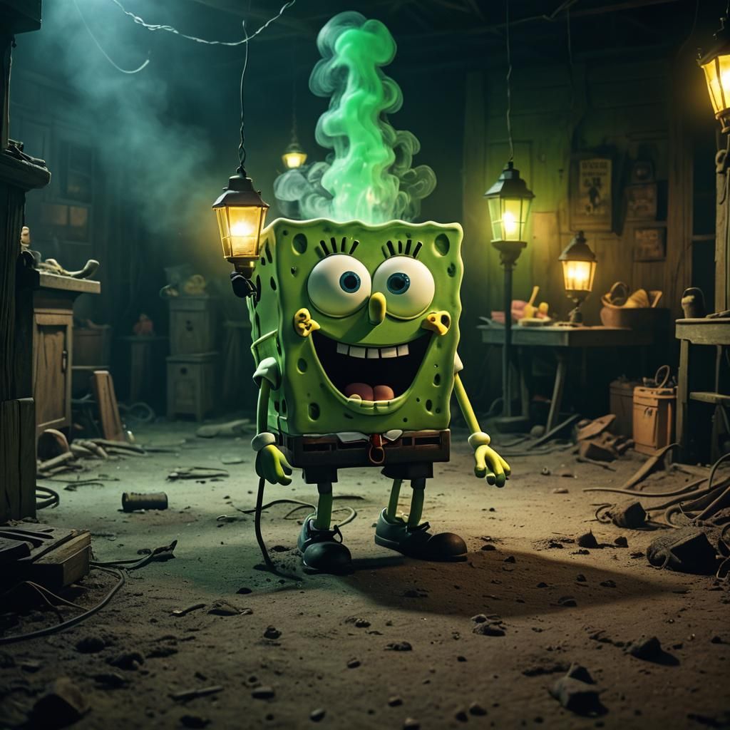 Spooky Spongebob in Abandoned Krusty Krab
