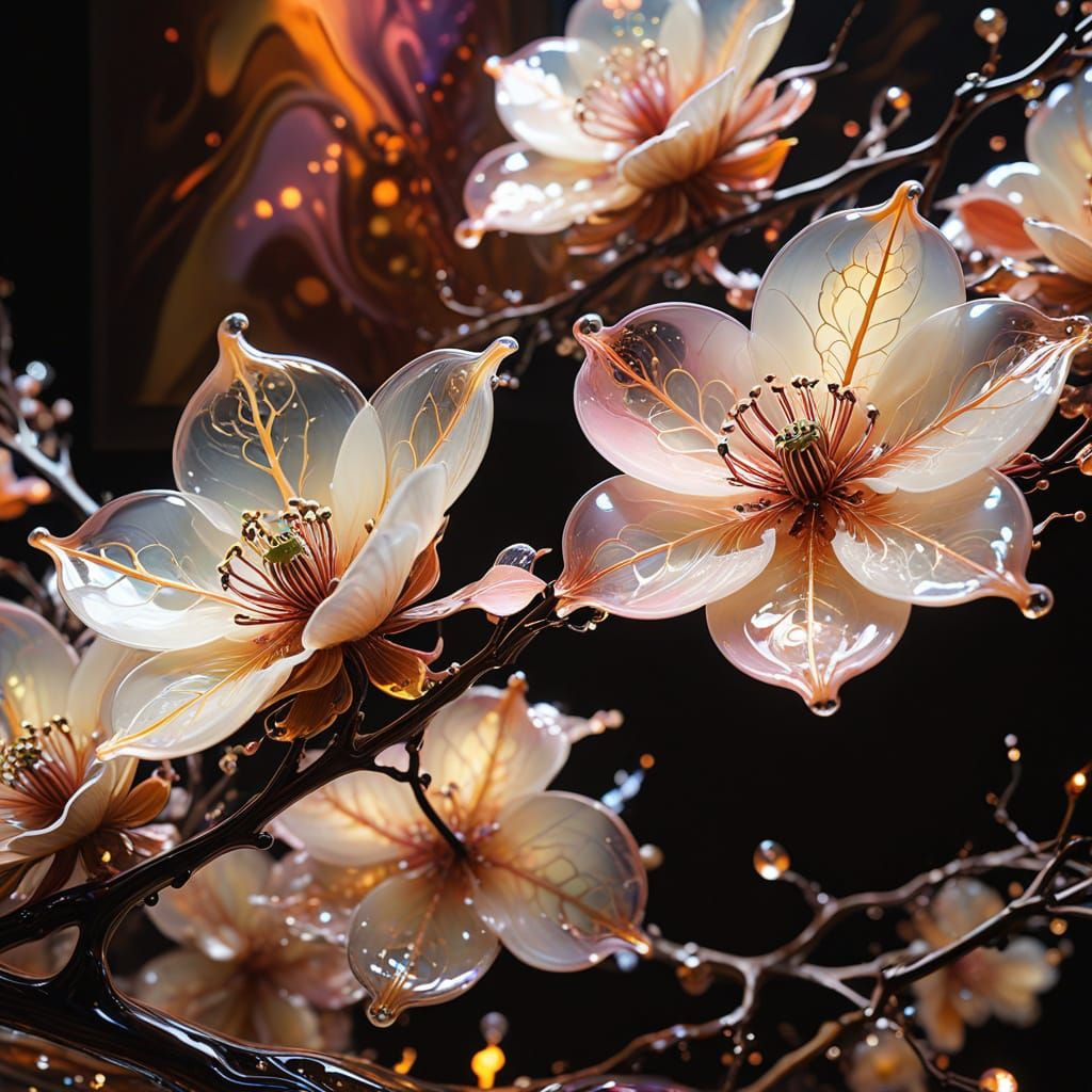 Surreal Glass Blooms in Ethereal Woodland