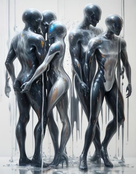 Fluid Fusion of Melting Humans in Ethereal Light
