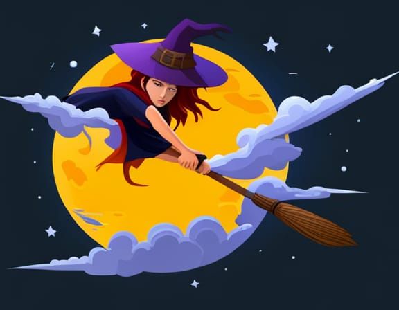 Moon witch catch the broom