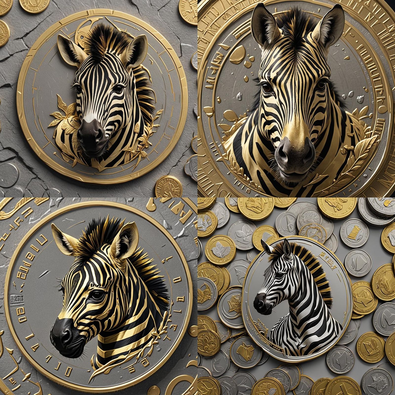 Cute Yellow Zebra Coin in Anime Style