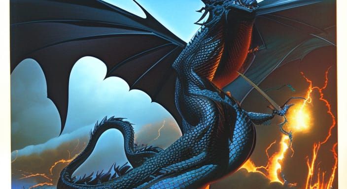 Detailed Black Dragon with Dynamic Lighting