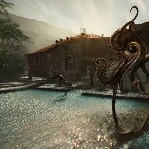 Octopus Concert: A Surreal Oil Painting