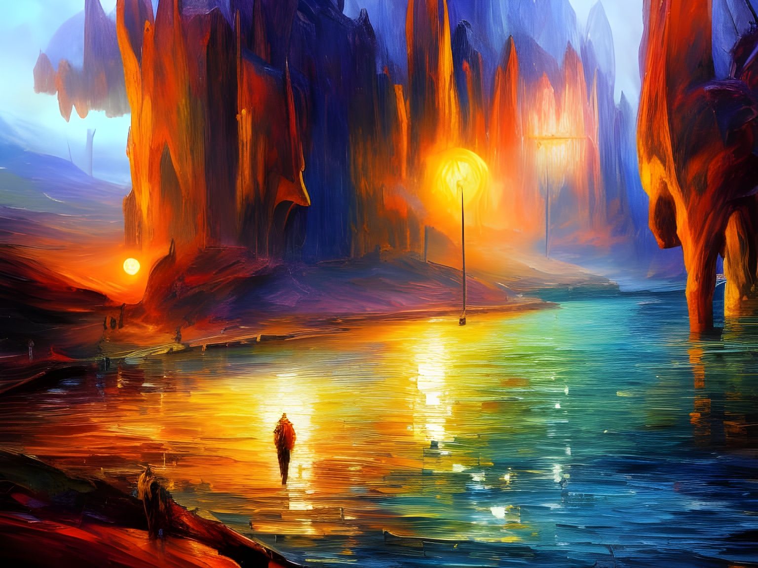 Underdark Landscape Painting in Expressionist Style