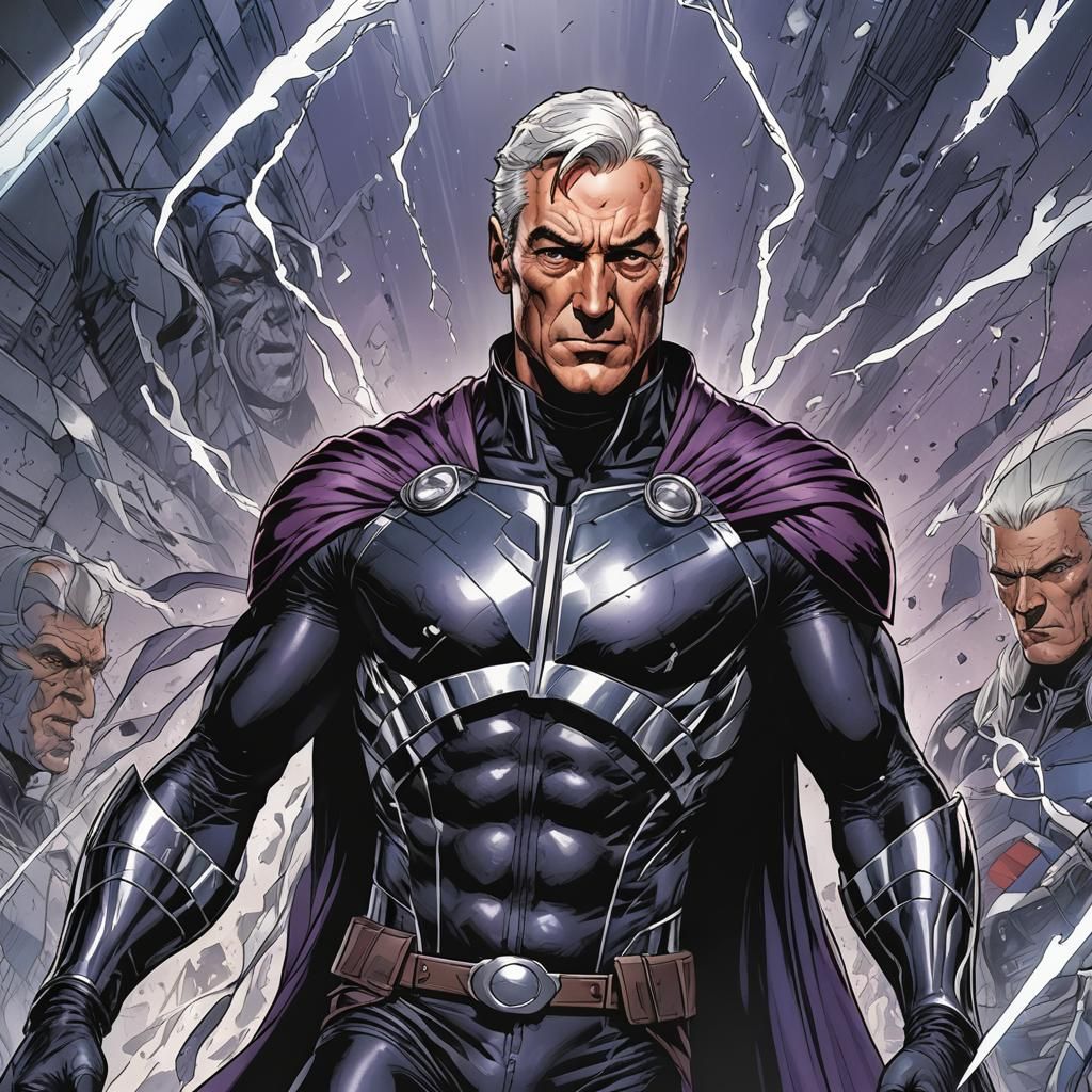 Magneto in Spandex as Comic Book Art