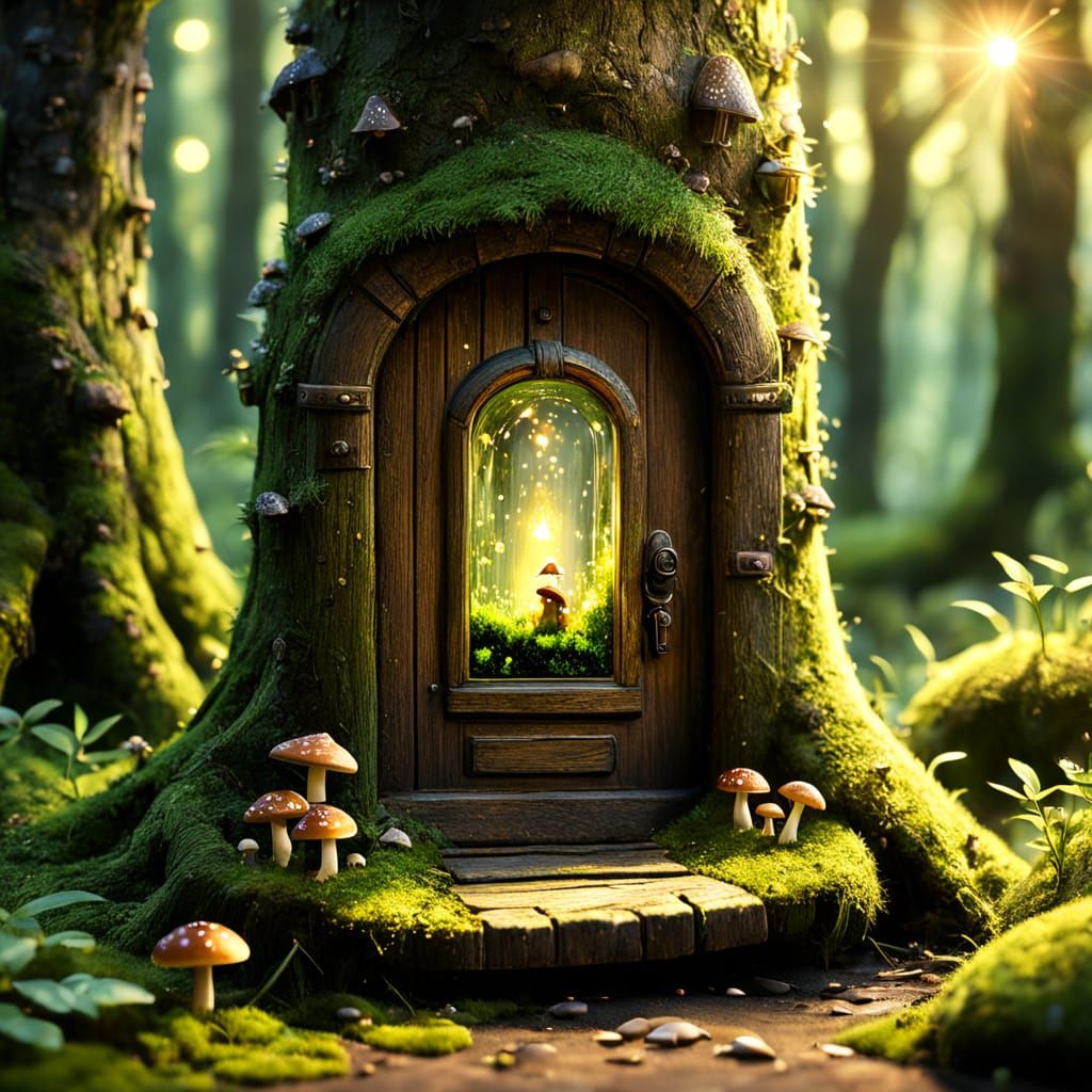 Enchanting Miniature Door in Glass Bottle