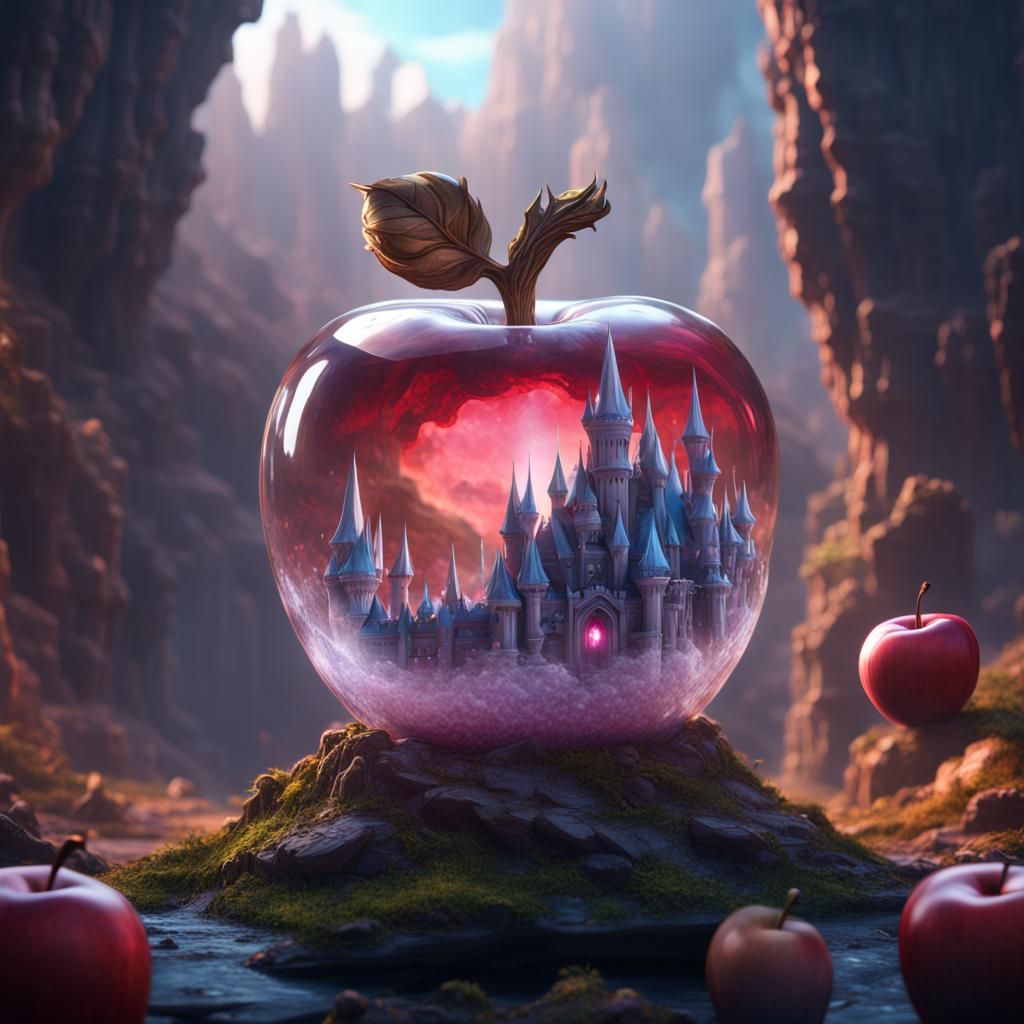 Crystal Apple Kingdom: Detailed Matte Painting