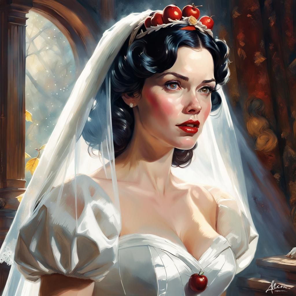 Snow White as Bride: Digital Illustration