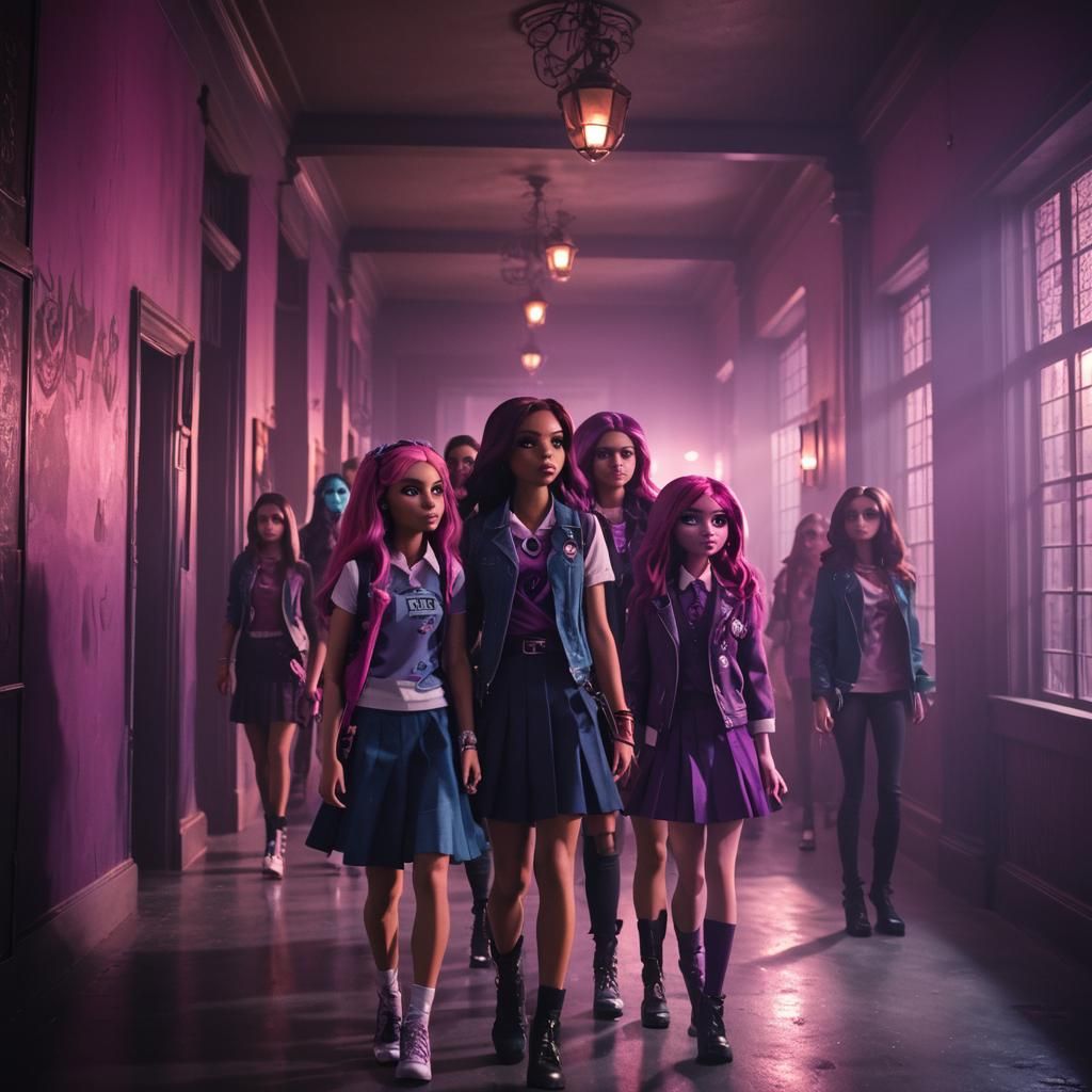 Monster High Students in Dark Academia Scene