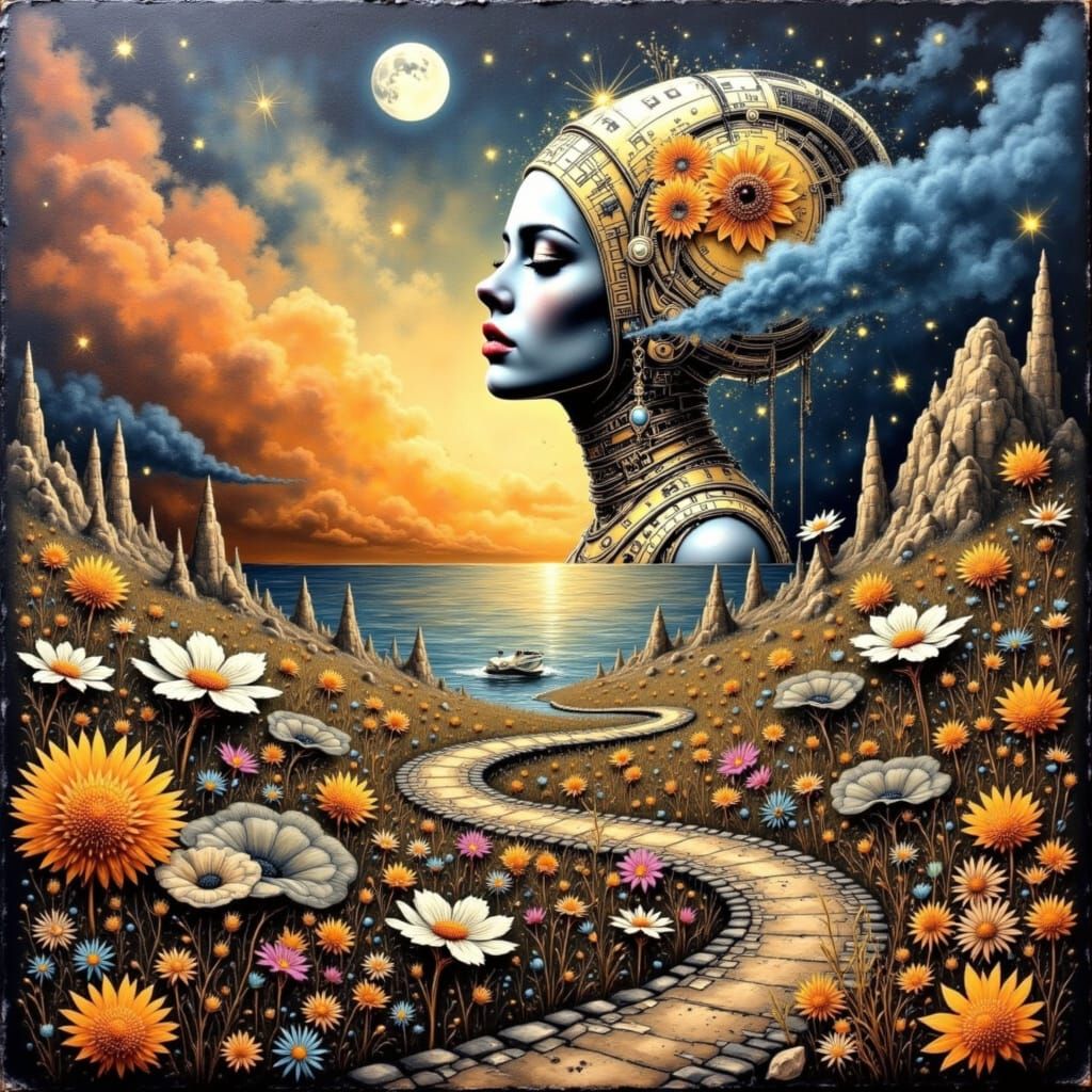 Surrealistic Dreamworld with Ethereal Floras and Melting Arc...