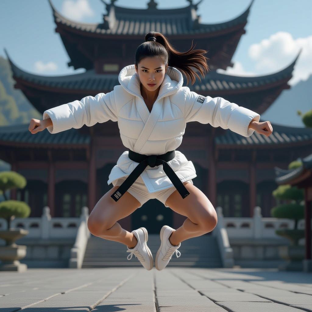 Femme Fatale Frog Kung Fu Master in Ancient Temple