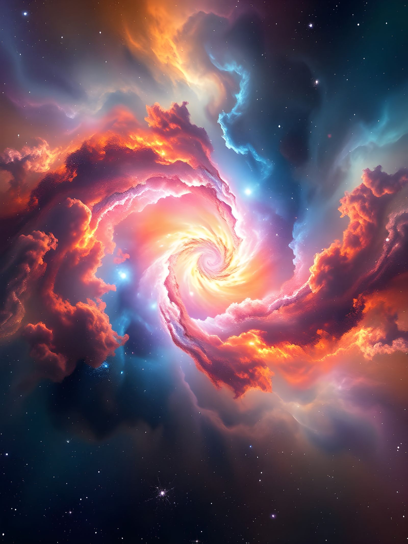 Golden Ratio Galaxy in Vibrant Hyperrealism