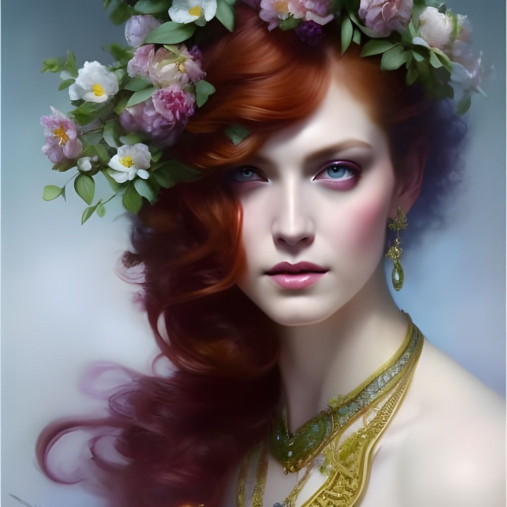Gorgeous Ginger Goddess Portrait in Hyperrealistic Style