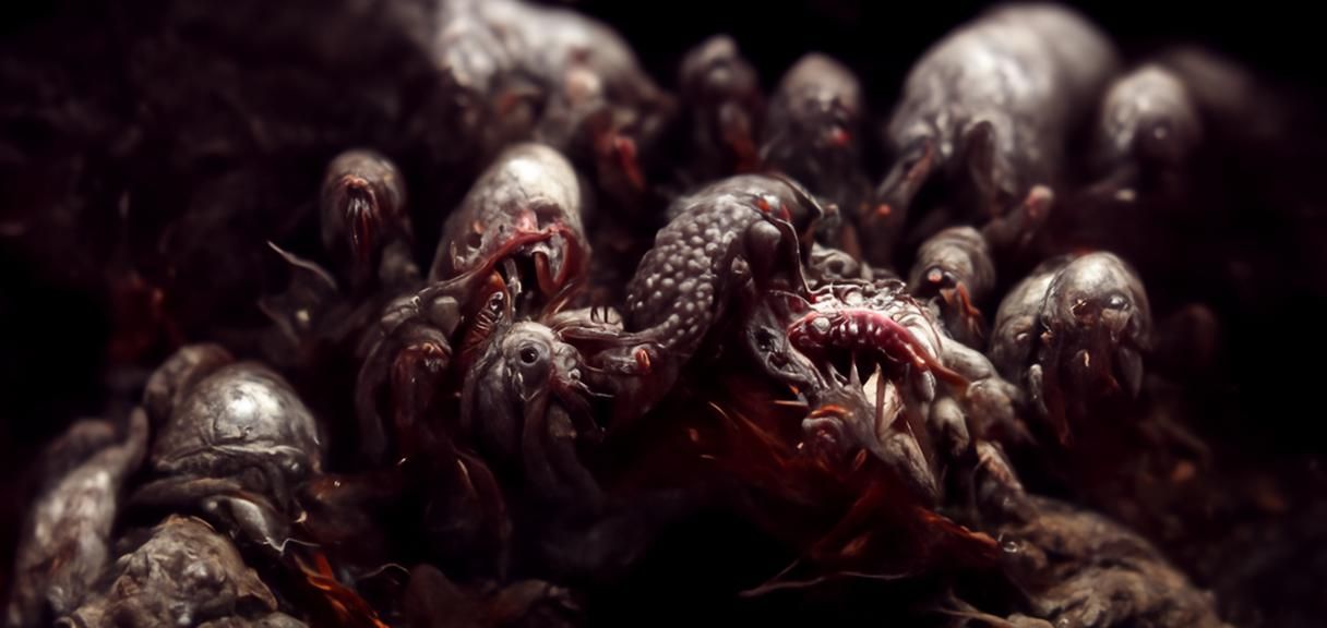 Horrific Cronenberg Creatures Devouring Each Other